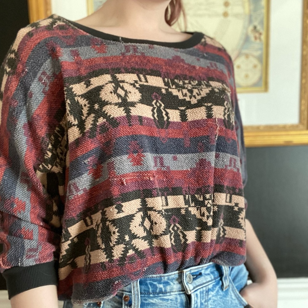 Slouchy Tribal Print Sweater